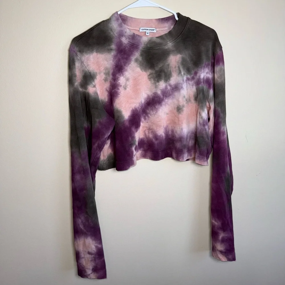 Cotton Citizen Tokyo Crop Long Sleeve Tee Pink Plum Hazel Size M Tie-dye - Picture 4 of 8